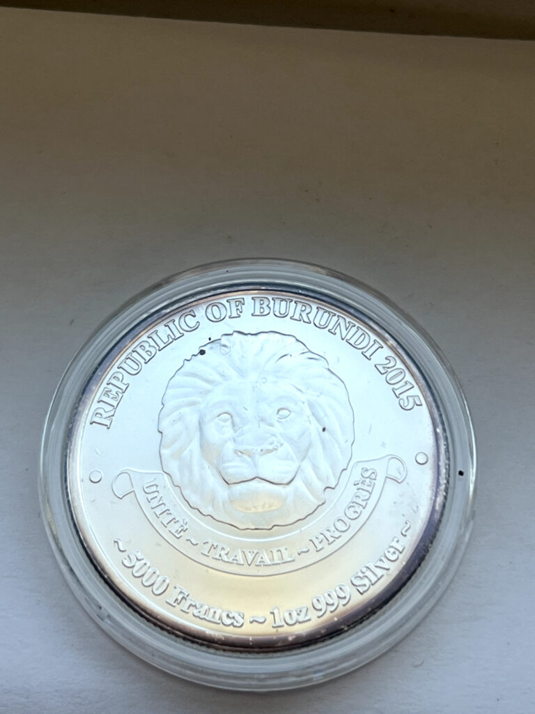 Read more about the article 2015 Burundi African Lion 5000 Francs 1 oz .999 Fine Silver COIN in Capsule