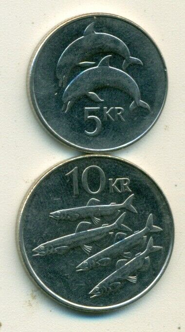 Read more about the article 2 COINS from ICELAND – 5 KRONUR w/ DOLPHIN and 10 KRONUR w/ FISH (BOTH 2008)