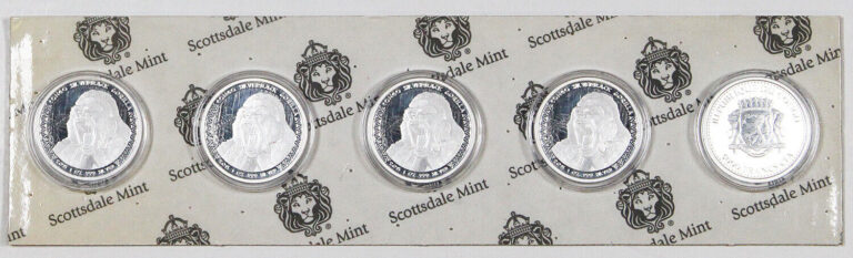 Read more about the article 2015 Congo 5000 Francs Silverback Gorilla 1 oz .999 Silver BU Coin – Set of 5