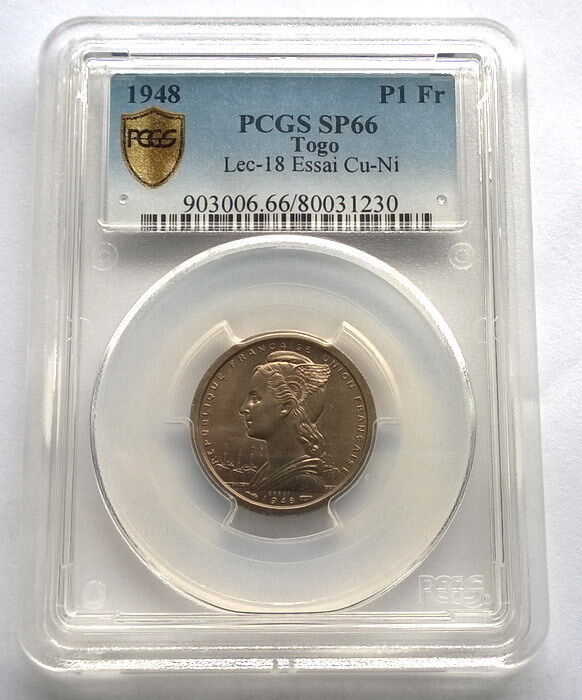 Read more about the article French Togo 1948 PCGS SP66 1 Franc Essai Coin Rare