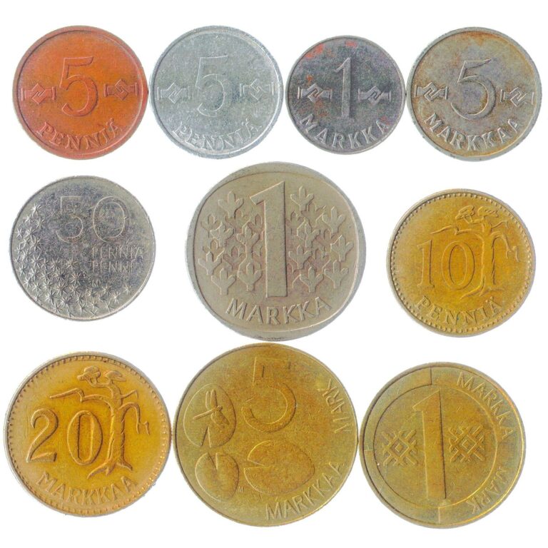 Read more about the article Finland Coins Pennia Marka Mixed Currency Scandinavia Collection 1963 – 2001