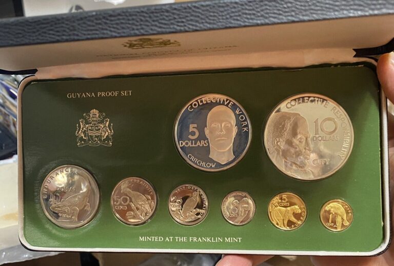 Read more about the article 1976 Guyana 8-Coin Proof Set – With Silver! – In Muses Outer Case