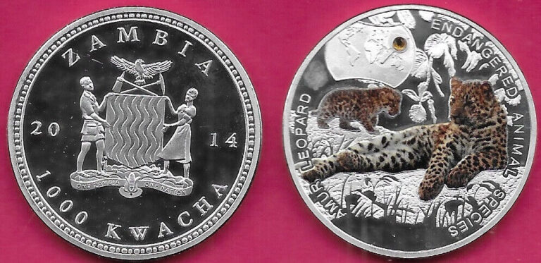 Read more about the article ZAMBIA 1000 KWACHA 2014 UNC AMUR LEOPARD 1 YEAR TYPE NON CIRCULATING COIN SERIE