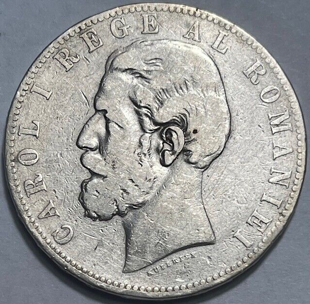 Read more about the article ROMANIA – Carol I – 5 Lei – 1883 B – Km-17.1 – Large Silver Coin!