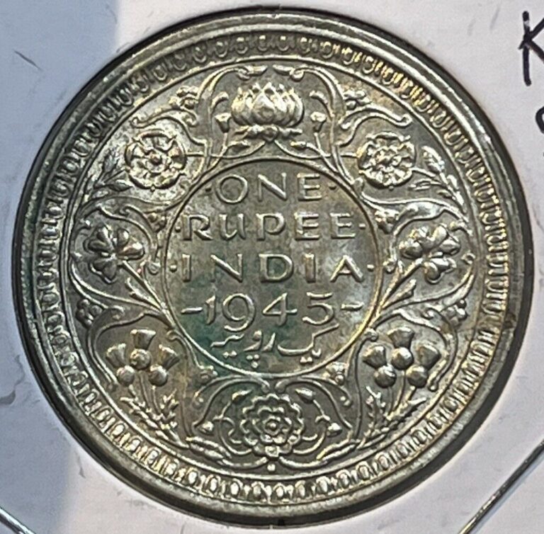 Read more about the article India British 1945 Silver One 1 Rupee Uncirculated BU coin Minted In Mumbai