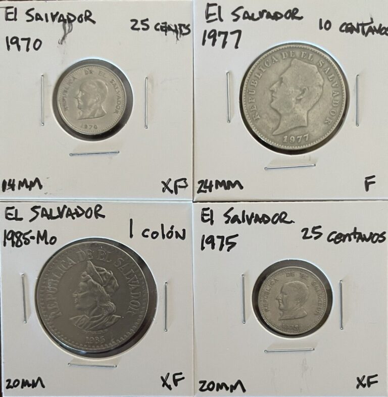 Read more about the article Lot of 4 El Salvador Coins 1970-1985