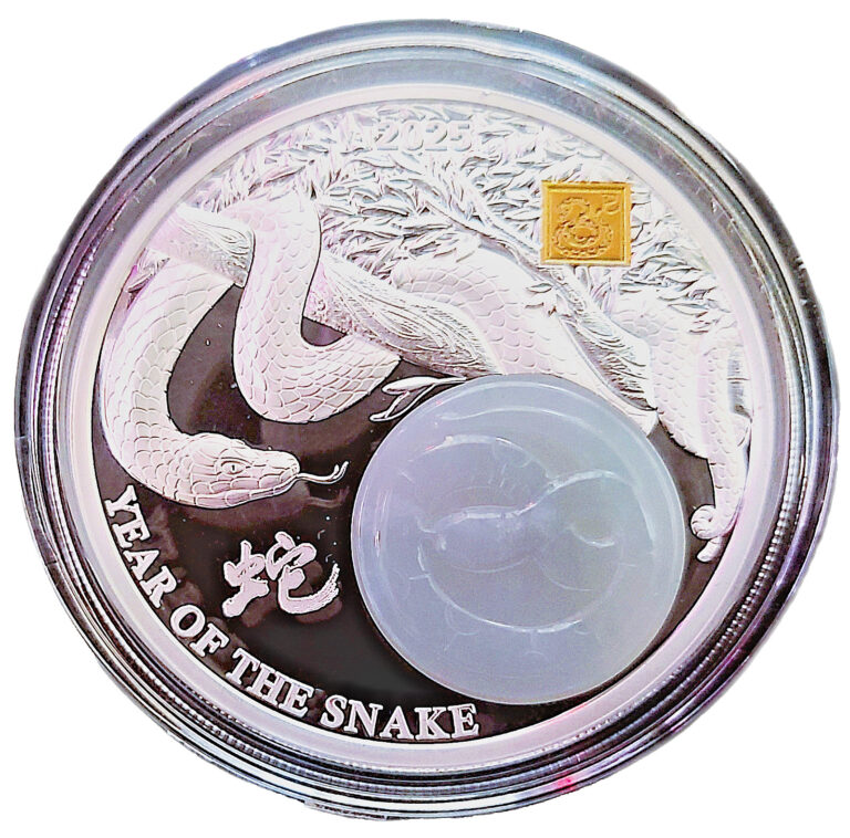 Read more about the article 2025 Burundi Lunar Year Of The Snake 2 oz Silver Gem Proof  with Jade Stone