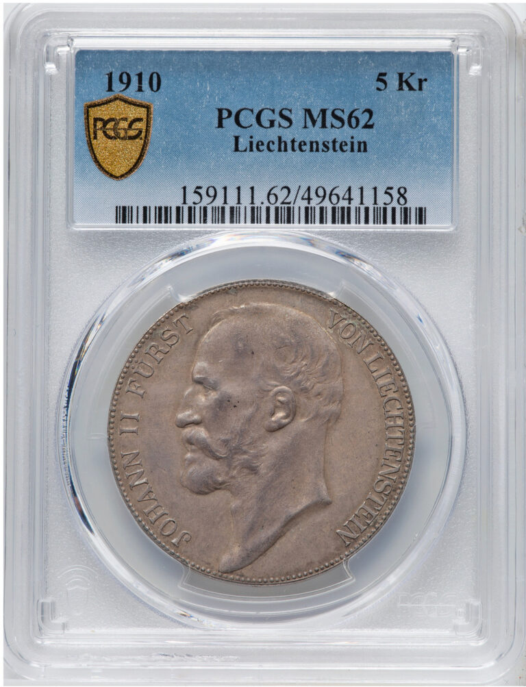 Read more about the article 1910 LIECHTENSTEIN – 5 KRONEN Silver Coin PCGS MS 62 UNC