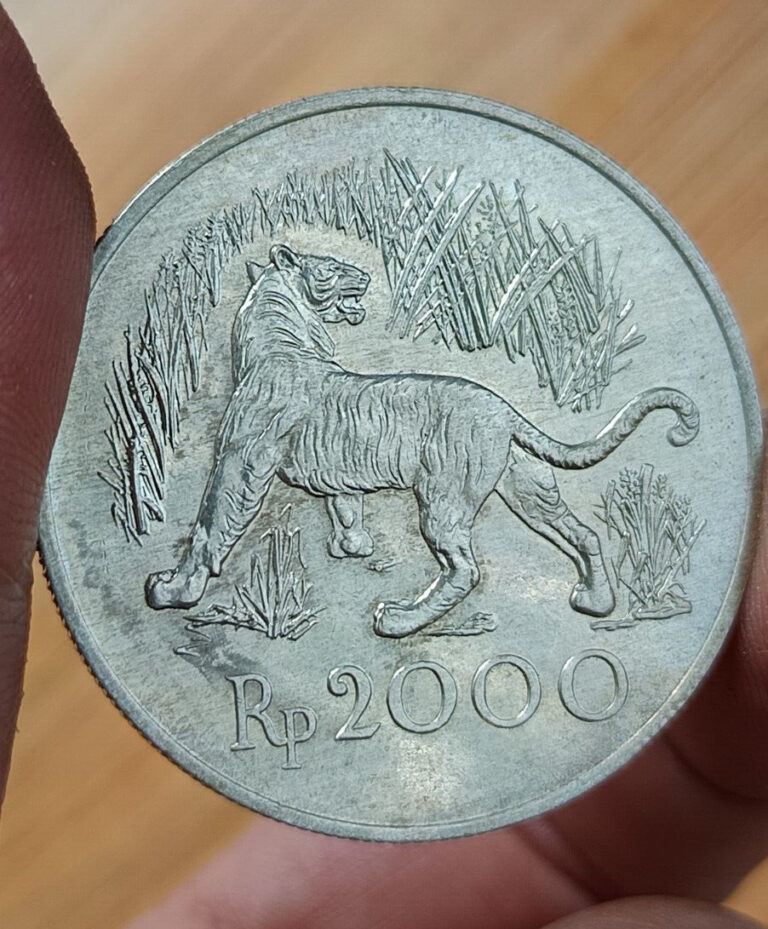 Read more about the article 🇮🇩 Javan Tiger Indonesia Rupiah 1974 Silver Coin . E231