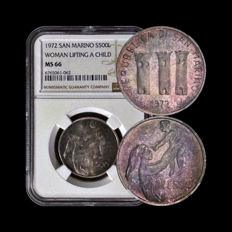 Read more about the article SAN MARINO. 1972  500 Lire  Silver – MS66 – Top Pop 🥇 Mother Lifting Child 🌈 2