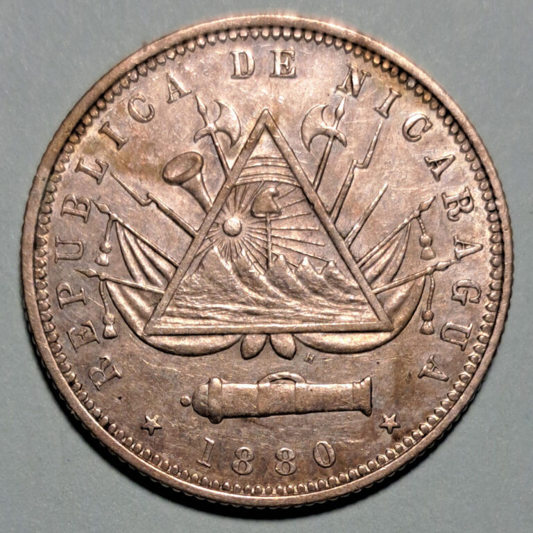Read more about the article 1880 H Nicaragua Silver 20 Centavos Better Grade Scarce