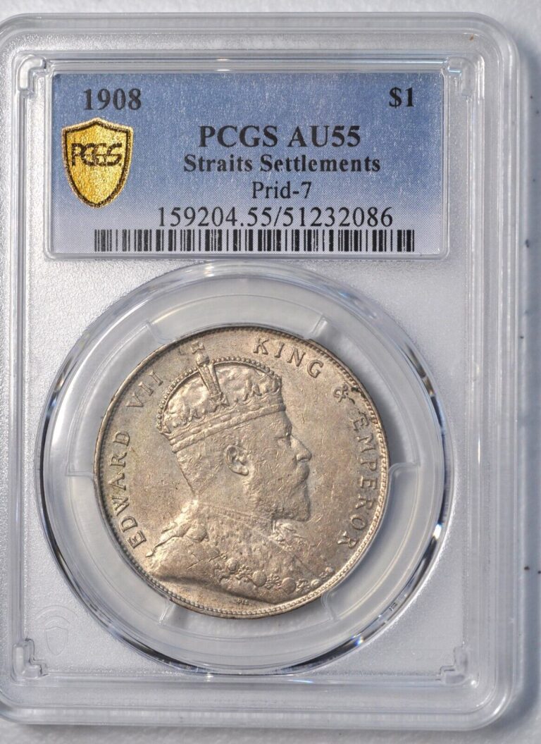 Read more about the article 1908 Straits Settlements Dollar $1 Prid-5 PCGS AU55 原汁原味1908年海峡壹圆