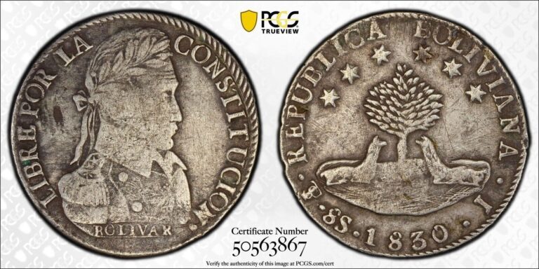 Read more about the article 1830 PTS J Bolivia 8 Soles PCGS Graded VF Silver Coin