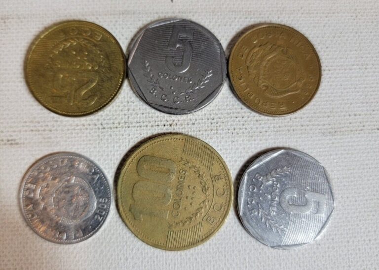 Read more about the article Vintage Lot Of 6 Different Costa Rica Coins 1980s 1990s 2005 Colones