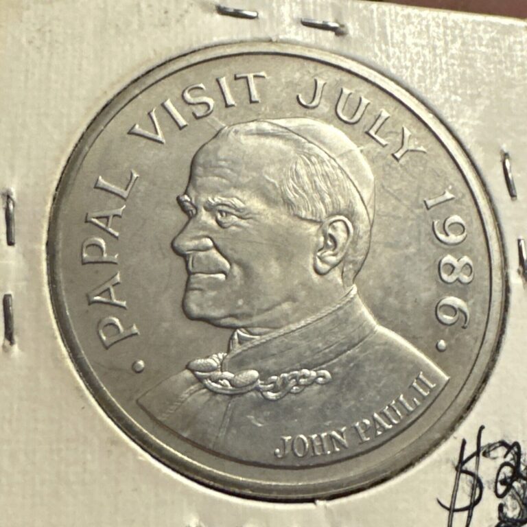 Read more about the article 1986 St Lucia 5 Dollar Coin Papal Visit. KM# 909