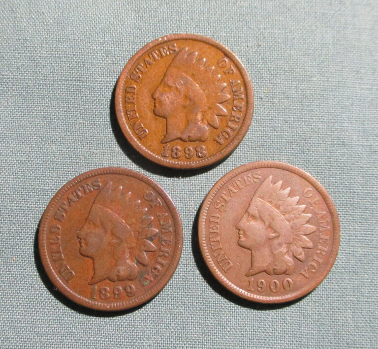 Read more about the article 1898  1899  1900 Indian Head Penny – CIRCULATED (3) U.S. 1 Cent coins