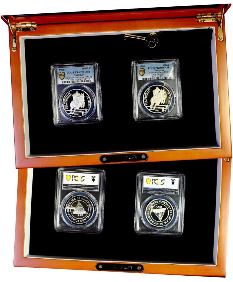 Read more about the article Nicaragua 1990 10000 C Olympics-Equestrian Varieties Proof Set PCGS PR 68 +Case