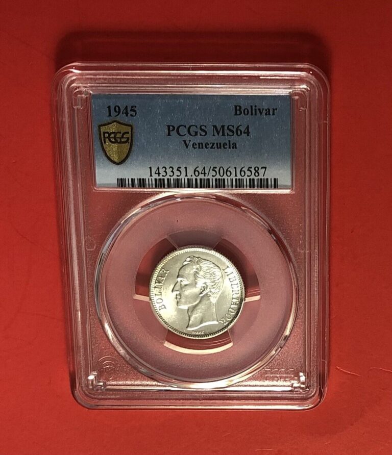 Read more about the article VENEZUELA -1945-UNCIRCUMCISED BOLIVAR COIN GRADED BY PCGS MS64
