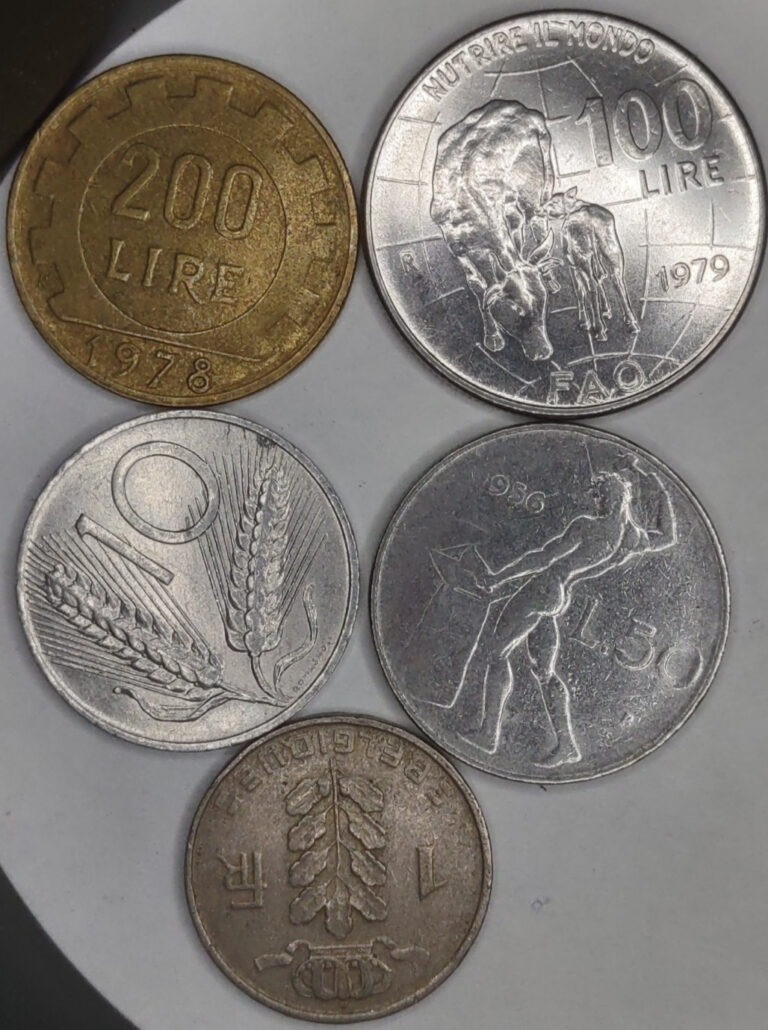 Read more about the article Italy Italian coins lot of 5 different ones.