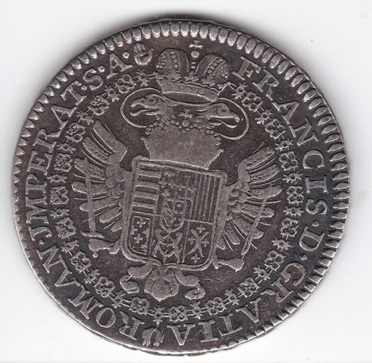 Read more about the article 1757 Austria Netherlands 1/2 Kronen Thaler LARGE SILVER Coin gunmetal tone