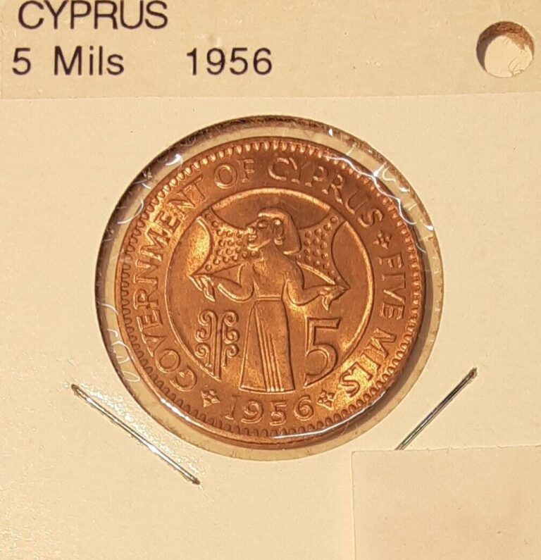 Read more about the article 1956 Cyprus 5 Mils Coin of Queen Elizabeth II – Uncirculated w/Toning