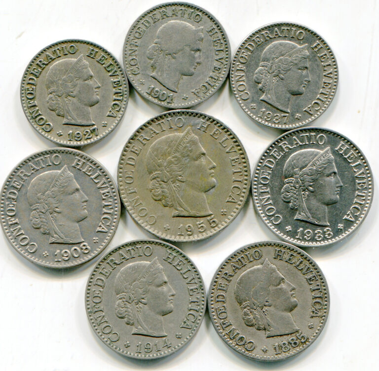 Read more about the article Switzerland   vintage coins lot of (8)   lotfeb6724