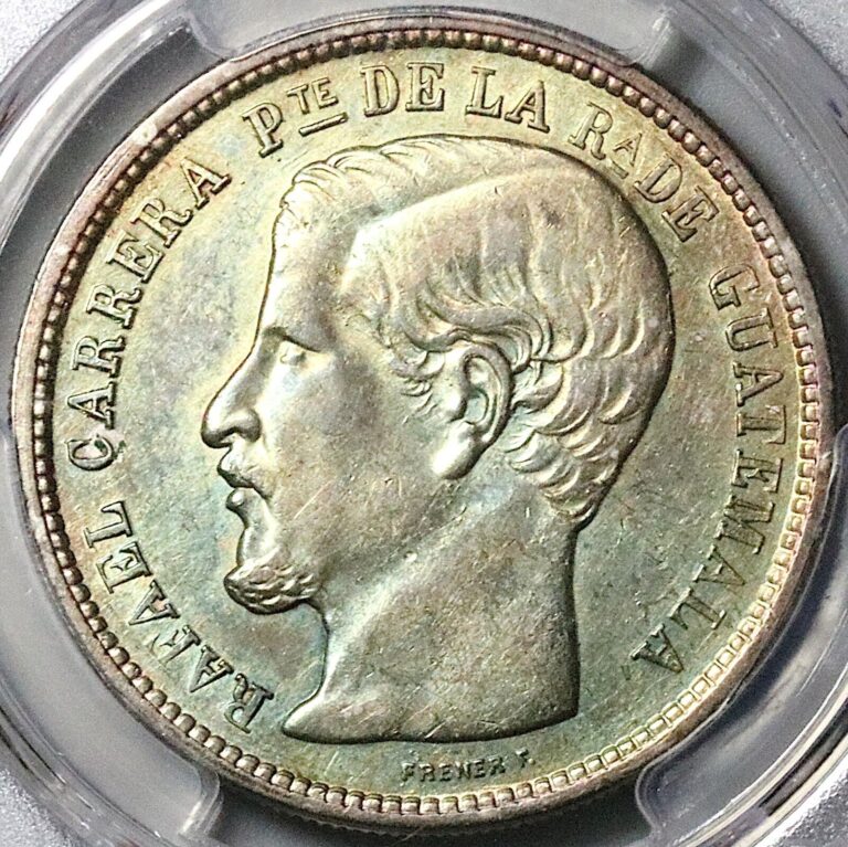 Read more about the article 1864-R PCGS AU Guatemala 1 Peso Carrera Silver Coin (24060801C)