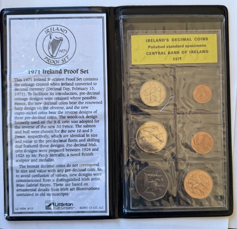 Read more about the article 1971 Ireland Proof Set  Coins in Plastic Folder with Brochure VERY NICE