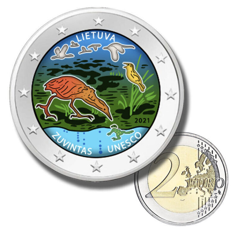 Read more about the article 2 Euro Coloured Coin 2021 Lithuania Žuvintas Biosphere Reserve Uncirculated Coin