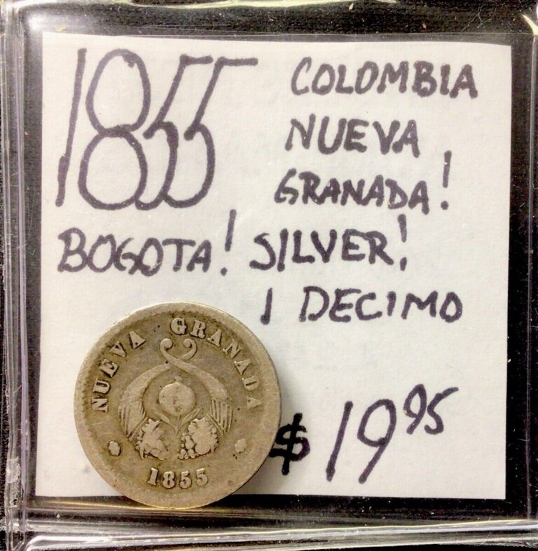 Read more about the article 1855 Colombia Nueva Granada! Bogota! Silver! 1 Decimo! ENN Coins