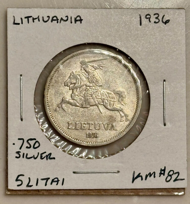 Read more about the article 1936 Lithuania 5 Litai (Jonas Basanavicius) Silver Coin – KM#82