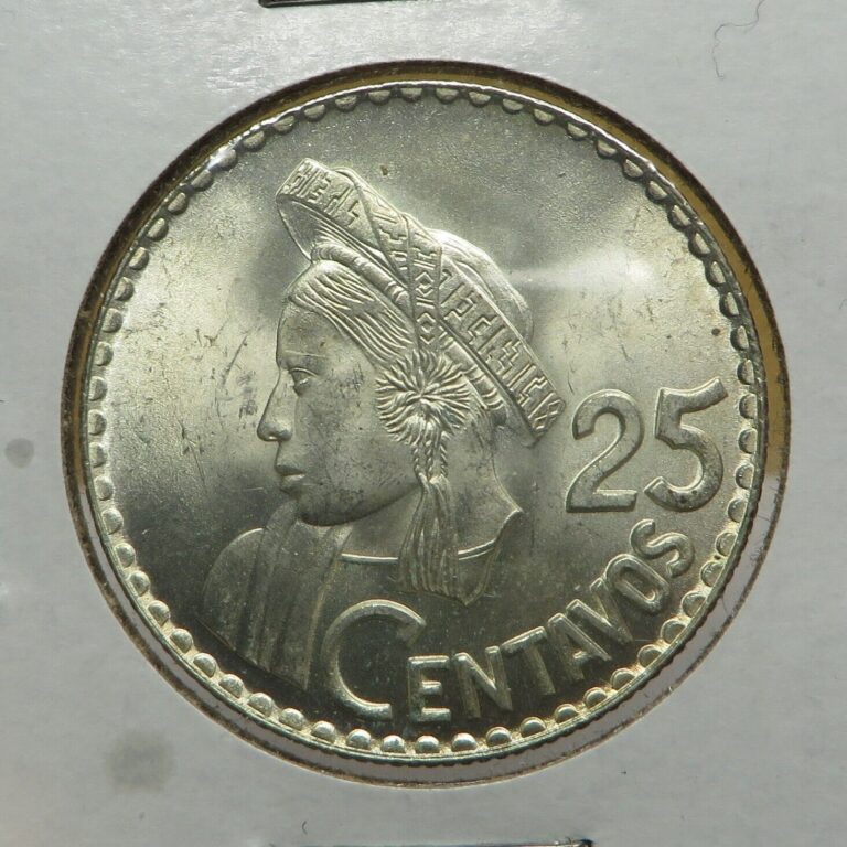 Read more about the article Guatemala 25 Centavos 1964 Silver KM#263 UNC