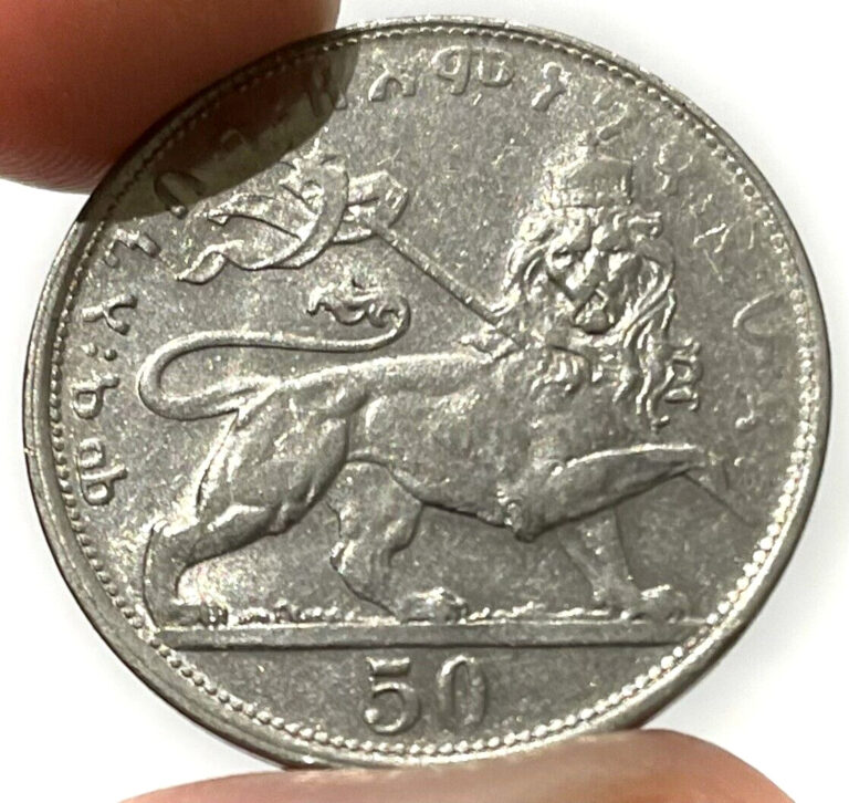 Read more about the article 1931 Ethiopia 50 Matonas Haile Selassie Nickel Rastafarian Lion Coin About Unc.