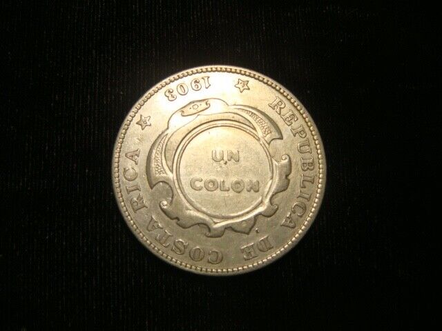 Read more about the article COSTA RICA. COUNTERSTAMP coinage. UN COLON 1923 on 1903 coin. Nice and clean.