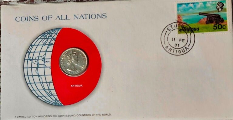 Read more about the article Coins of All Nations  ANTIGUA 25 CENTS   Coin and Stamp