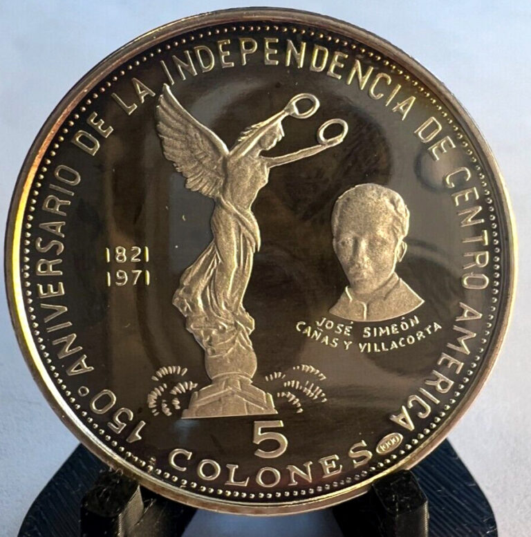 Read more about the article 1971 El Salvador 5 Colones KM# 142  Silver PROOF  1 year type  18 000 mintage