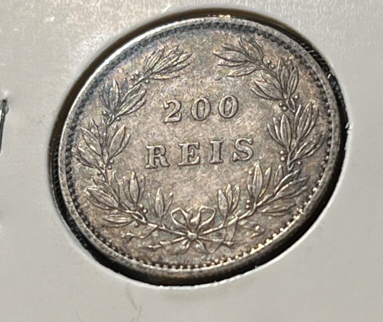 Read more about the article 1887 Portugal .917 Silver 200 REIS ~ High Grade World Coin. Appears Uncirculated