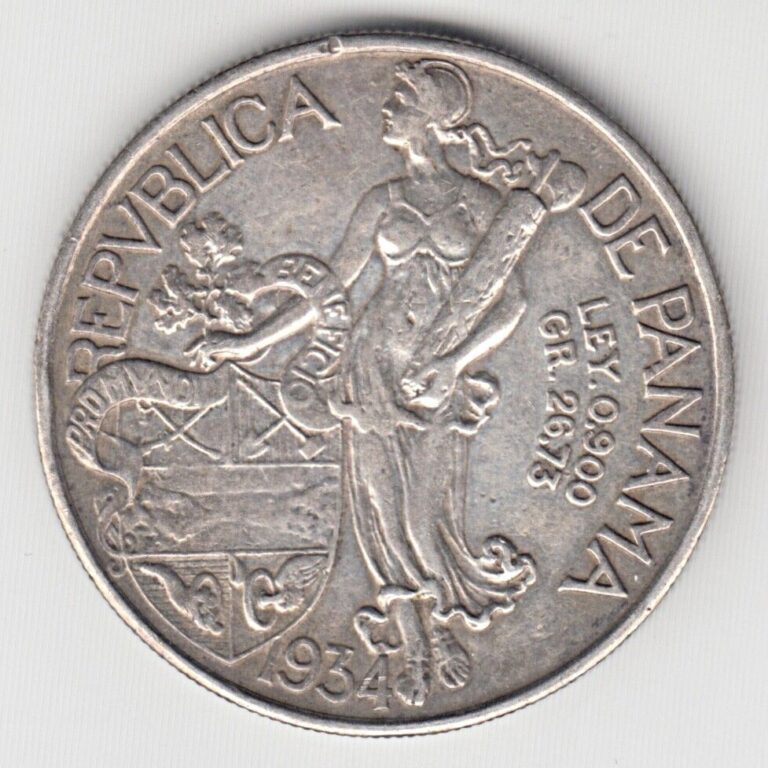 Read more about the article PANAMA 1 ONE Un Balboa 1934 Beautiful Large 38mm .900 SILVER Coin! KM# 13