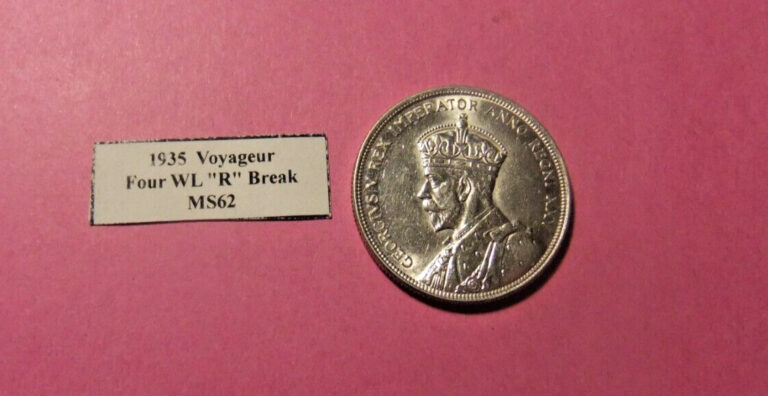 Read more about the article 1935 Canada Silver Dollar – 4 Waterlines – Die Beak Above R – MS62