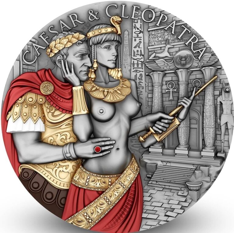 Read more about the article 2024 Cameroon Power of Love Caesar and Cleopatra 2 oz Silver Colorized Coin