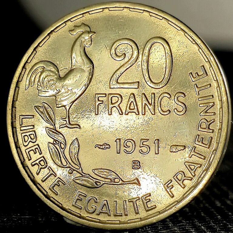 Read more about the article *Beautiful* Authentic France 20 Francs Coin 1950s French Bronze “Rooster Coin”