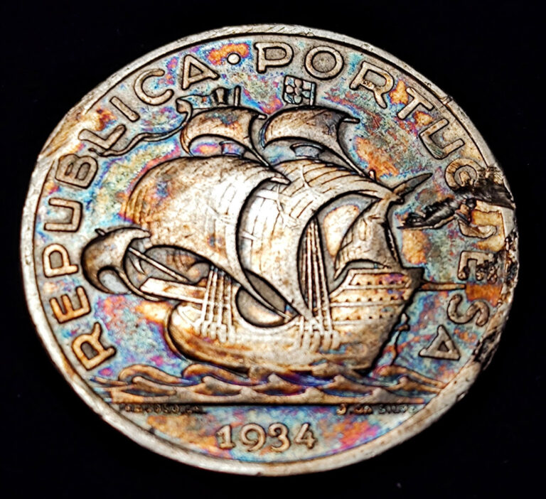 Read more about the article 1934 Portuguese 10 Escudo World Silver Coin Very Low Mintage Semi Key Date Toned