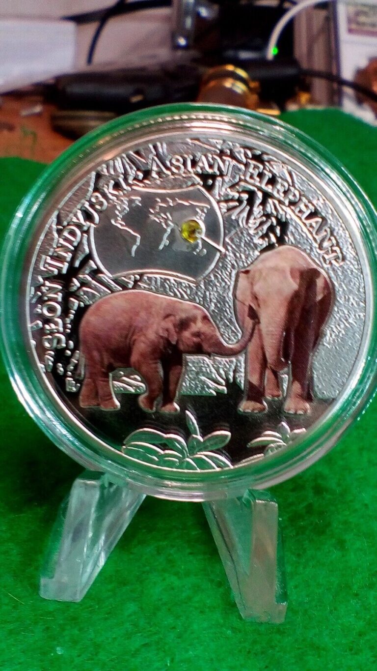 Read more about the article Zambia 1000 kwacha 2014 UNC Asian Elephant Silver Plated Colorized Coin