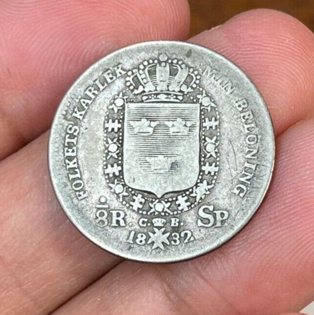 Read more about the article 1832 SWEDEN 1/8 RIKSDALER Silver Coin High Value