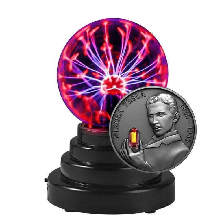 Read more about the article 2023 Cameroon Nikola Tesla Bulb Inlay 2oz Antiqued Silver Coin with Plasma Ball