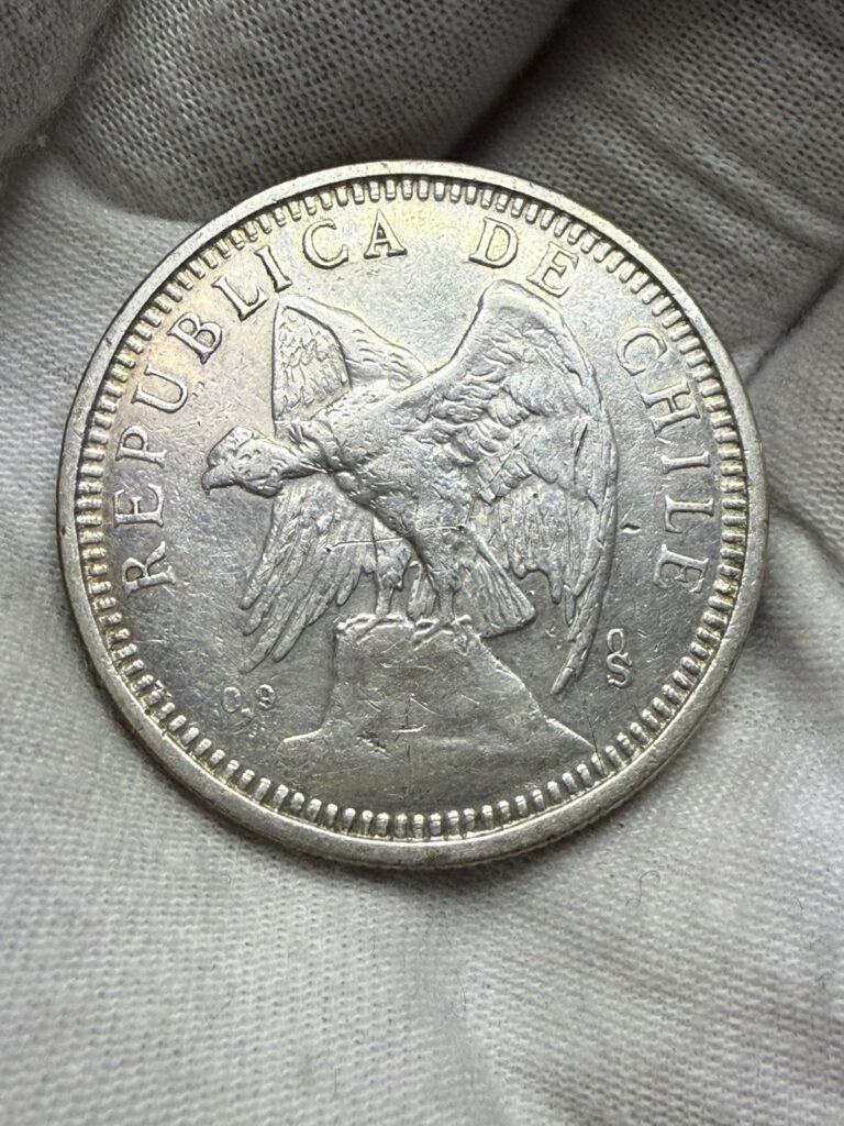 Read more about the article 1927 Chile Santiago Mint Conder 5 Silver Pesos F107