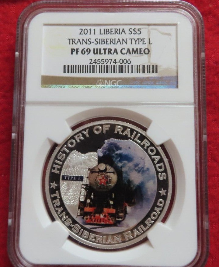 Read more about the article 2011 Liberia Silver Five Dollars Trans Siberian Railroad Train PF 69 Ultra Cameo