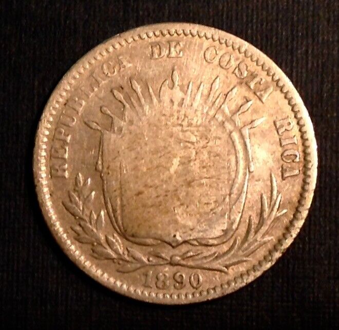 Read more about the article ~ 1923  Costa Rica 50 Centimos  counter stamped on 1890 H 25 Centavos