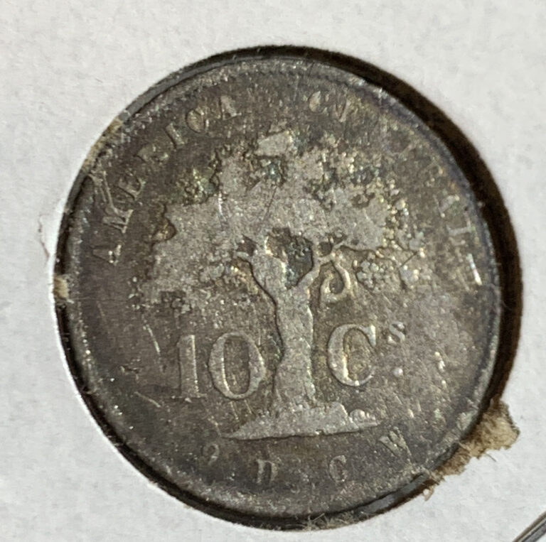 Read more about the article Costa Rica 1865 Tree 10 Centavos VF