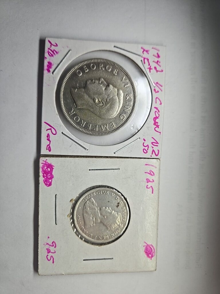 Read more about the article 1942 NEW ZEALAND 1/2 CROWN  1925 Australia 1 Schilling SILVER COINS. RARE